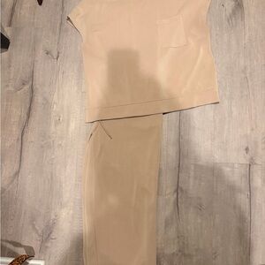 Mary Square Sabrina Tan Lounge Set with Pockets